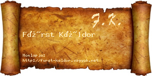 Fürst Káldor névjegykártya